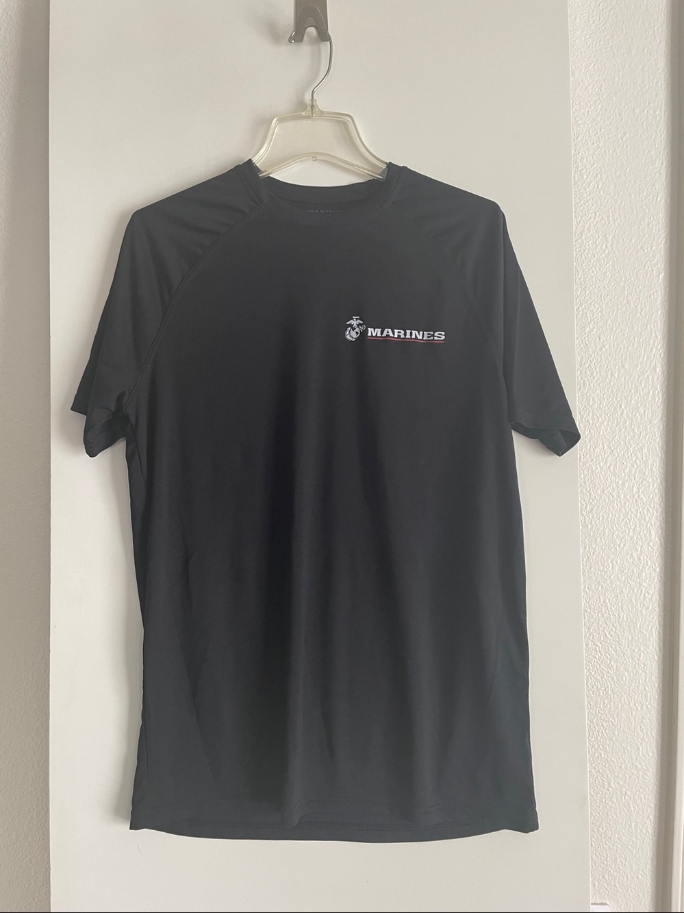 MARINES Short Sleeve Sport Graphic T Shirt Top Black